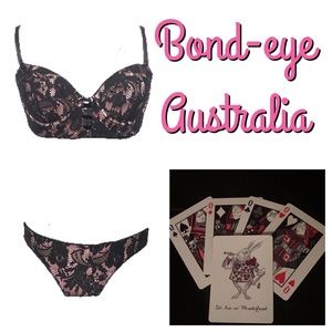 New Bond-Eye Australia Sexy Bandeau Bustier Black Lace Bikini Sz 10 convertible